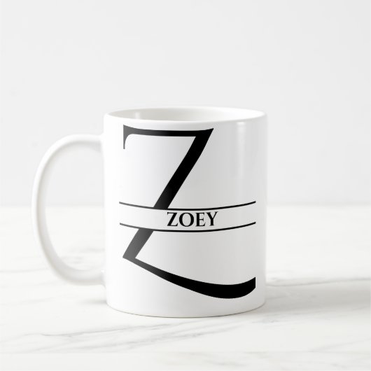 Gepersonaliseerde elegante Initiaal letter Z Koffiemok (Links)