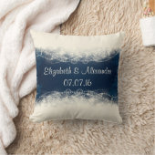Gepersonaliseerde elegante kant en parels bruiloft kussen (Deken)