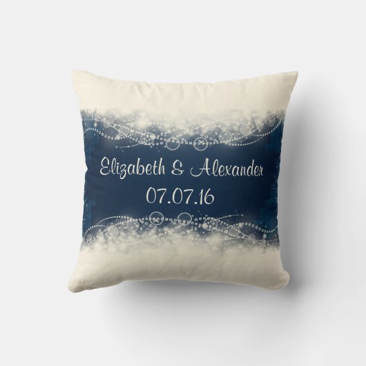 Gepersonaliseerde elegante kant en parels bruiloft kussen (Achterkant)