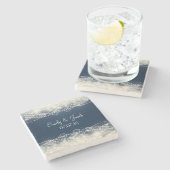 Gepersonaliseerde elegante kant en parels bruiloft stenen onderzetter (Zijkant)