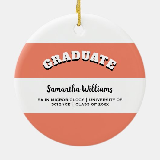 Gepersonaliseerde elegante Keepsake Afstuderen fot Keramisch Ornament (Achterkant)