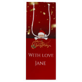 Gepersonaliseerde Elegante Kerstman Vrolijk Kerstf Wijn Cadeautas (Voorkant)