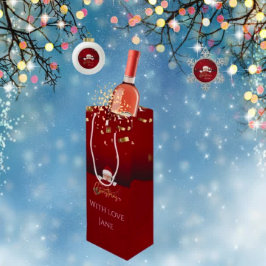 Gepersonaliseerde Elegante Kerstman Vrolijk Kerstf Wijn Cadeautas