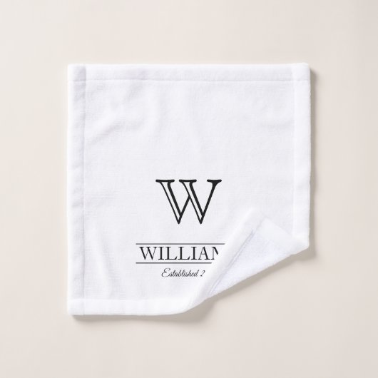 Gepersonaliseerde elegante klassieke monogram fami washandje (Wasdoekje)