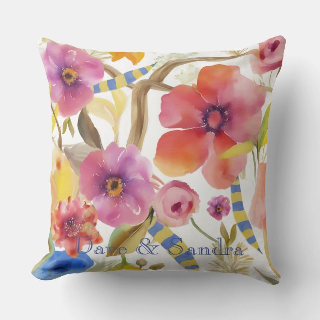 Gepersonaliseerde elegante lente tuin bloemen kussen (Voorkant)