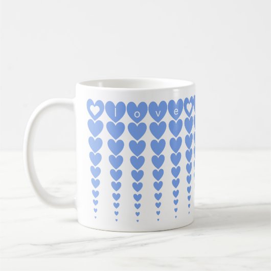 Gepersonaliseerde Elegante Liefde Hoop Blauwe Hart Koffiemok (Links)