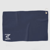 Gepersonaliseerde Elegante Marine Blauw Monogram e Golfhanddoek (Horizontaal)
