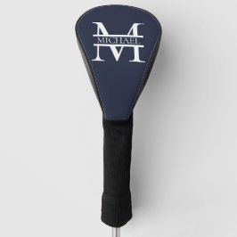 Gepersonaliseerde Elegante Marine Blauw Monogram e Golfheadcover