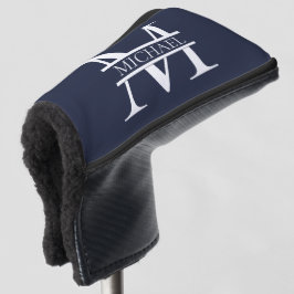 Gepersonaliseerde Elegante Marine Blauw Monogram e Golfheadcover