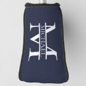Gepersonaliseerde Elegante Marine Blauw Monogram e Golfheadcover (Draai 90)