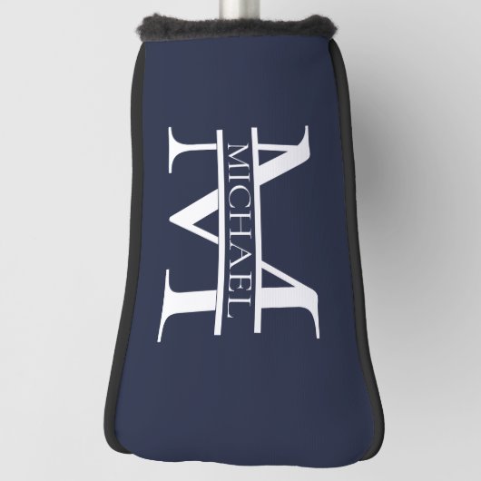 Gepersonaliseerde Elegante Marine Blauw Monogram e Golfheadcover (Draai 90)