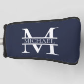 Gepersonaliseerde Elegante Marine Blauw Monogram e Golfheadcover (Voorkant)