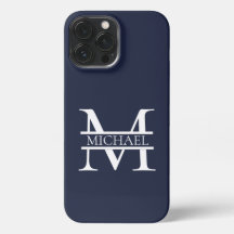 Gepersonaliseerde Elegante Marine Blauw Monogram e