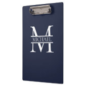Gepersonaliseerde Elegante Marine Blauw Monogram e Klembord (Links)
