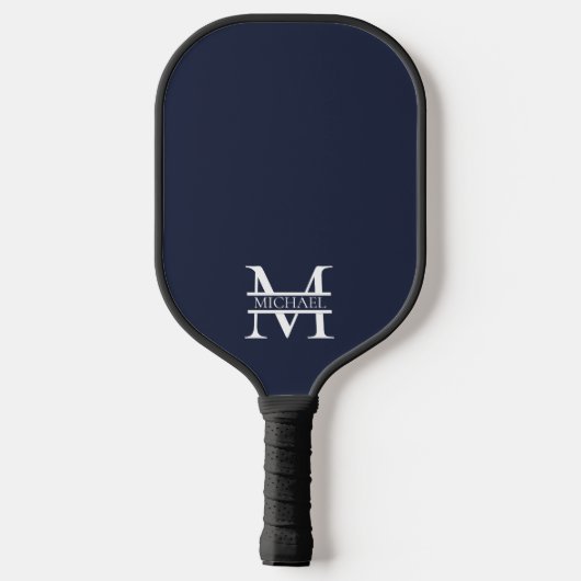 Gepersonaliseerde Elegante Marine Blauw Monogram e Pickleball Paddle (Achterkant)