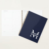 Gepersonaliseerde Elegante Marine Blauw Monogram e Planner (Display)