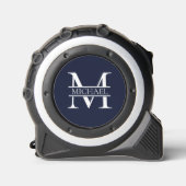 Gepersonaliseerde Elegante Marine Blauw Monogram e Rolmaat (Voorkant)