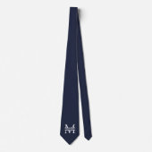 Gepersonaliseerde Elegante Marine Blauw Monogram e Stropdas (Voorkant)