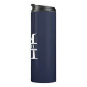 Gepersonaliseerde Elegante Marine Blauw Monogram e Thermosbeker (Geroteerd rechts)