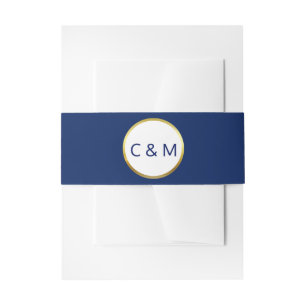 Gepersonaliseerde Elegante Marine Blauw Wit Goud H Uitnodigingen Wikkel