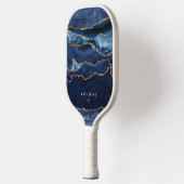 Gepersonaliseerde Elegante Marine Blauwe Agaat Mod Pickleball Paddle (Links)