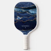 Gepersonaliseerde Elegante Marine Blauwe Agaat Mod Pickleball Paddle (Voorkant)