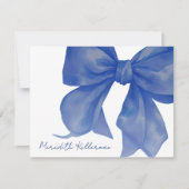 Gepersonaliseerde Elegante Marine Blauwe Boog Naam Notitiekaartje (Voorkant)