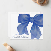 Gepersonaliseerde Elegante Marine Blauwe Boog Naam Notitiekaartje (Voorkant / Achterkant in situ)