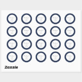 Gepersonaliseerde Elegante Marine Blauwe Bruiloft Ronde Sticker (Vel)