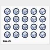 Gepersonaliseerde elegante marine blauwe zwanen br ronde sticker (Vel)