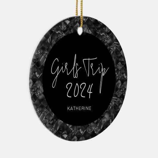 Gepersonaliseerde Elegante Meisjes Trip Faux Glitt Keramisch Ornament (Rechts)