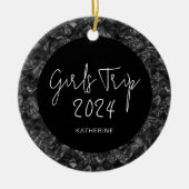 Gepersonaliseerde Elegante Meisjes Trip Faux Glitt Keramisch Ornament (Voorkant)