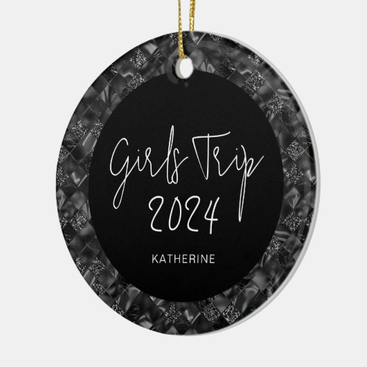 Gepersonaliseerde Elegante Meisjes Trip Faux Glitt Keramisch Ornament (Links)