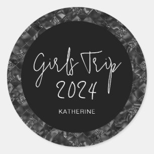 Gepersonaliseerde Elegante Meisjes Trip Faux Glitt Ronde Sticker