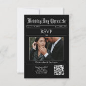 Gepersonaliseerde elegante minimalistische QR-code RSVP Kaartje (Voorkant)