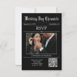 Gepersonaliseerde elegante minimalistische QR-code RSVP Kaartje