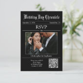 Gepersonaliseerde elegante minimalistische QR-code RSVP Kaartje (Staand voorkant)
