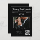 Gepersonaliseerde elegante minimalistische QR-code RSVP Kaartje (Voorkant / Achterkant)