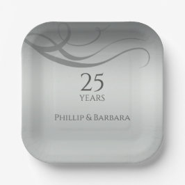 Gepersonaliseerde elegante moderne 25e verjaardag  papieren bordje