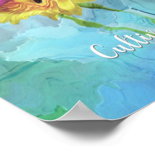 Gepersonaliseerde elegante moderne bloemsamenstell poster (Hoek)