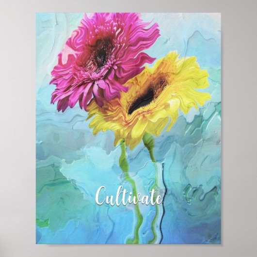 Gepersonaliseerde elegante moderne bloemsamenstell poster (Voorkant)