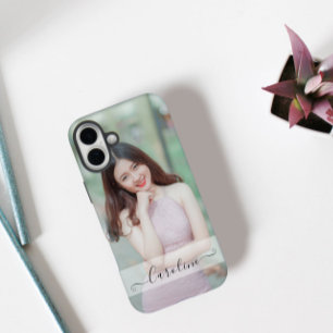 Gepersonaliseerde elegante moderne naam & foto iPhone 16 plus hoesje