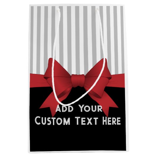 Gepersonaliseerde elegante moderne rode lint en st medium cadeauzakje (Voorkant)