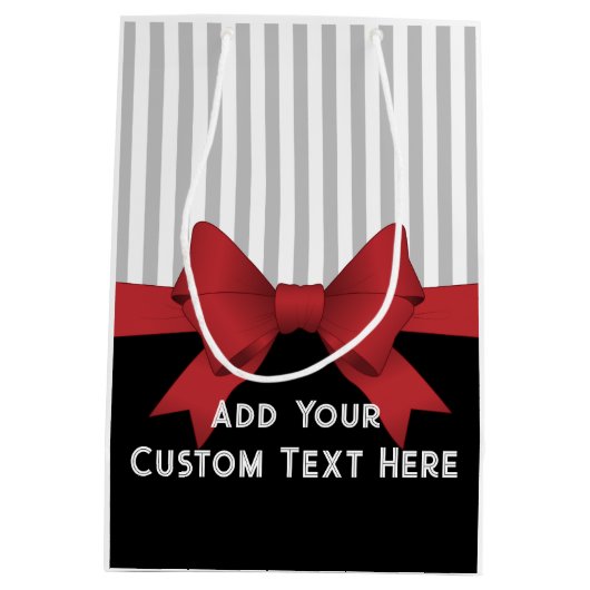 Gepersonaliseerde elegante moderne rode lint en st medium cadeauzakje (Achterkant)