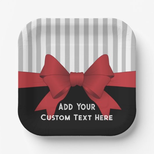 Gepersonaliseerde elegante moderne rode lint en st papieren bordje (Voorkant)