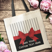 Gepersonaliseerde elegante moderne rode lint en st tote bag