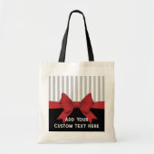 Gepersonaliseerde elegante moderne rode lint en st tote bag (Voorkant)