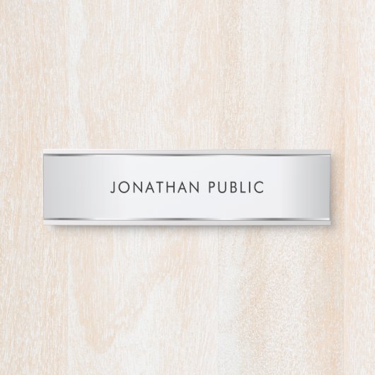 Gepersonaliseerde elegante moderne Sjabloon Faux S Deurbordje (Voorkant)