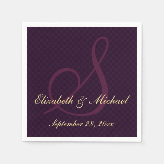 Gepersonaliseerde Elegante Monogram Bruiloft Papie Servet (Voorkant)