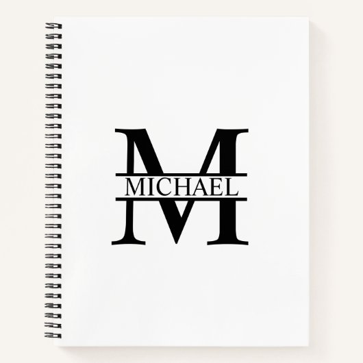 Gepersonaliseerde elegante monogram en naam notitieboek (Voorkant)